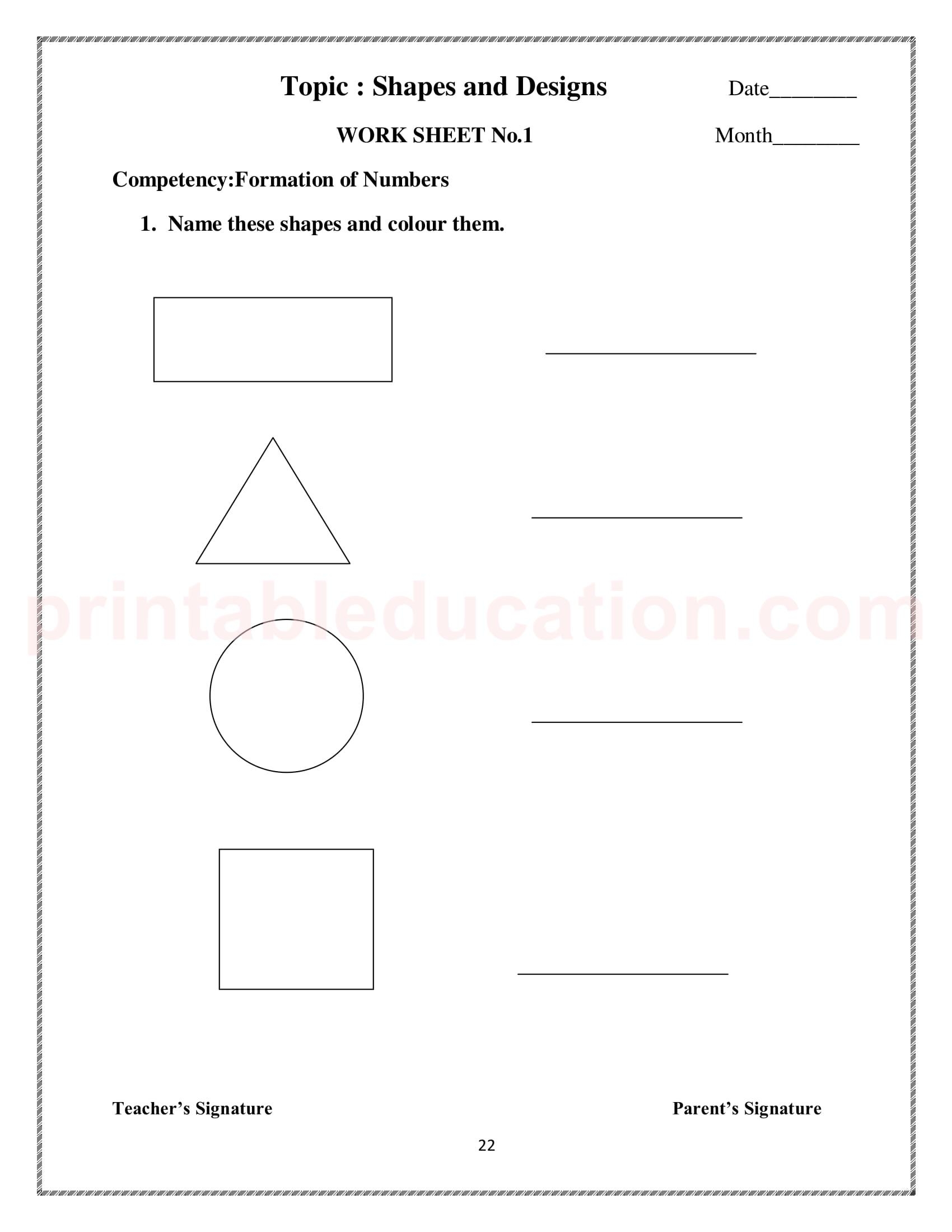 Basic Math Shapes Worksheets For Kids PrintablEducation