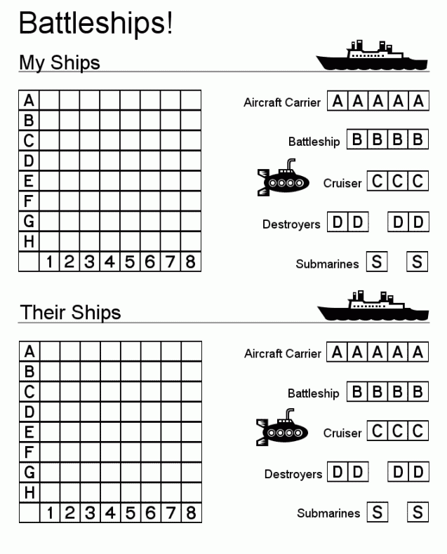 Battleship Game Board Printable NewFreePrintable