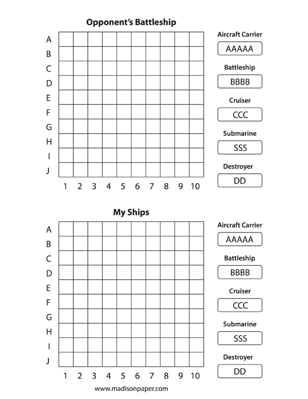 free printable battleship game paper