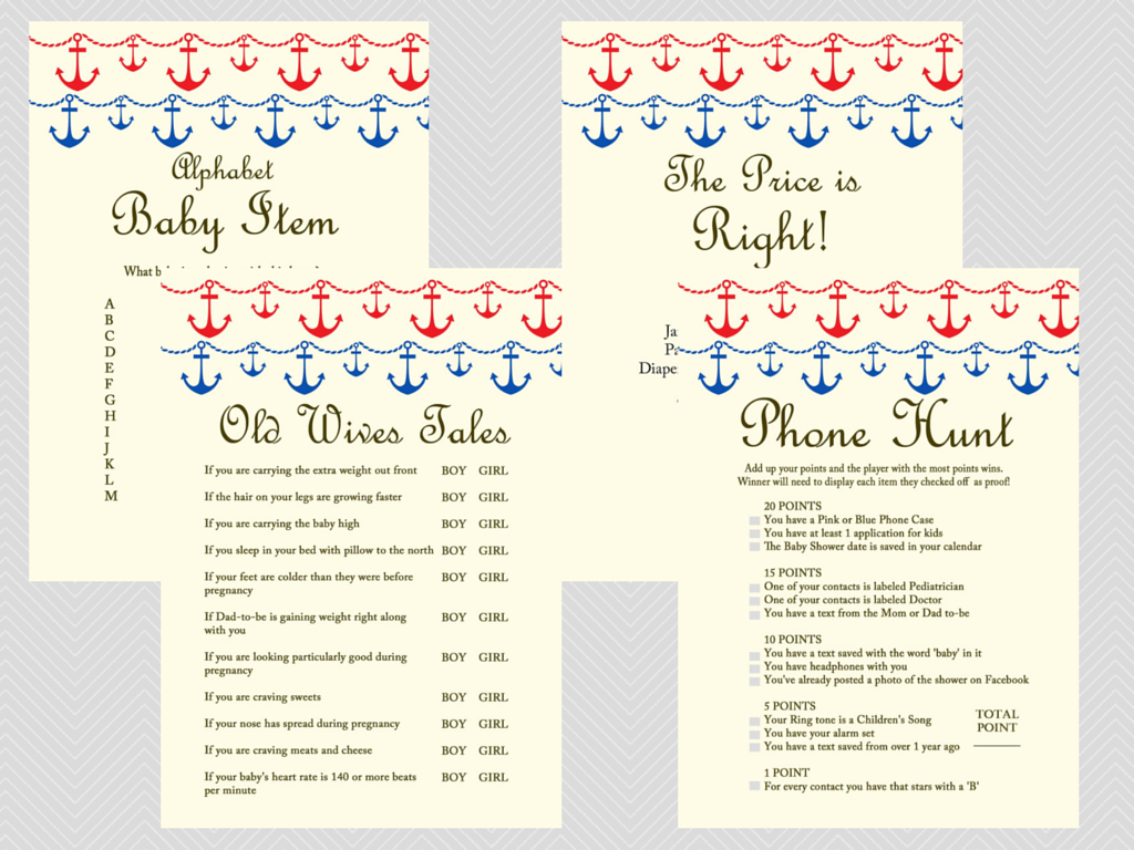 free nautical baby shower games printables