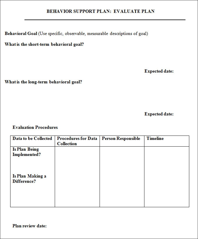 behaviour support plan template