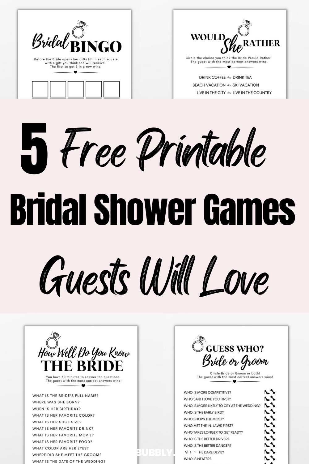 Best Free Printable Bachelorette Bridal Shower Games Bold Bubbly
