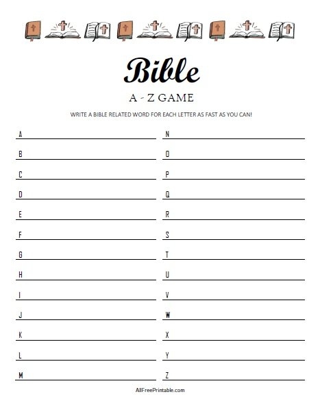 Bible A Z Game Free Printable