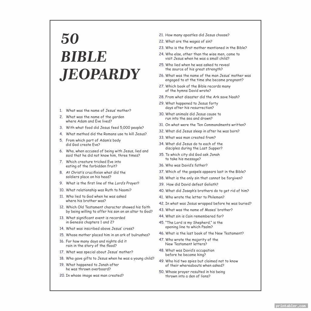 Bible Jeopardy Printable Gridgit