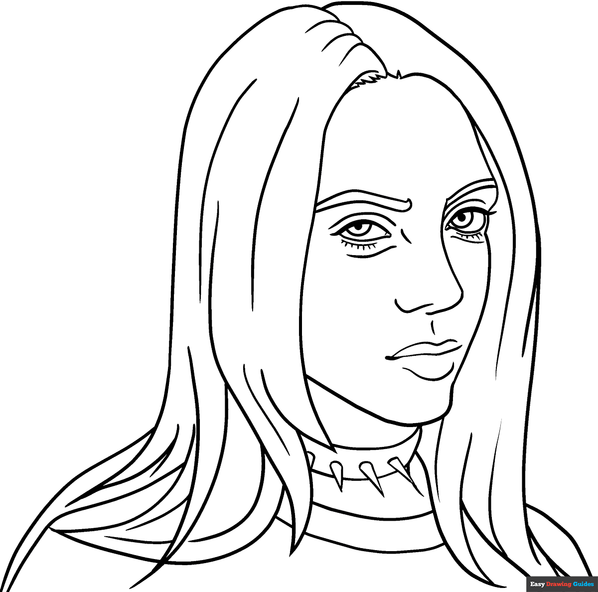 Billie Eilish Coloring Page Easy Drawing Guides