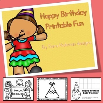 Birthday Printable Activities By Sara Hickman Designs TpT