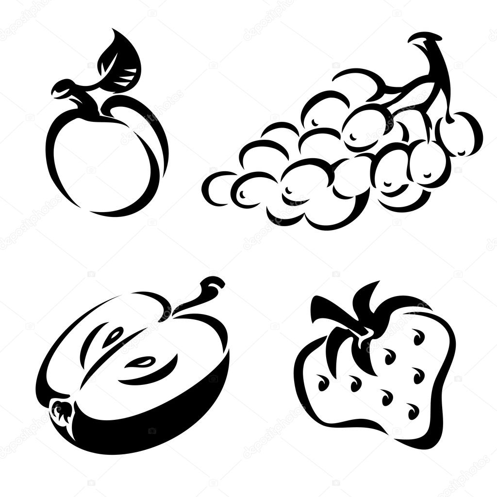 Black And White Fruit Stock Vector By print2d 5255326