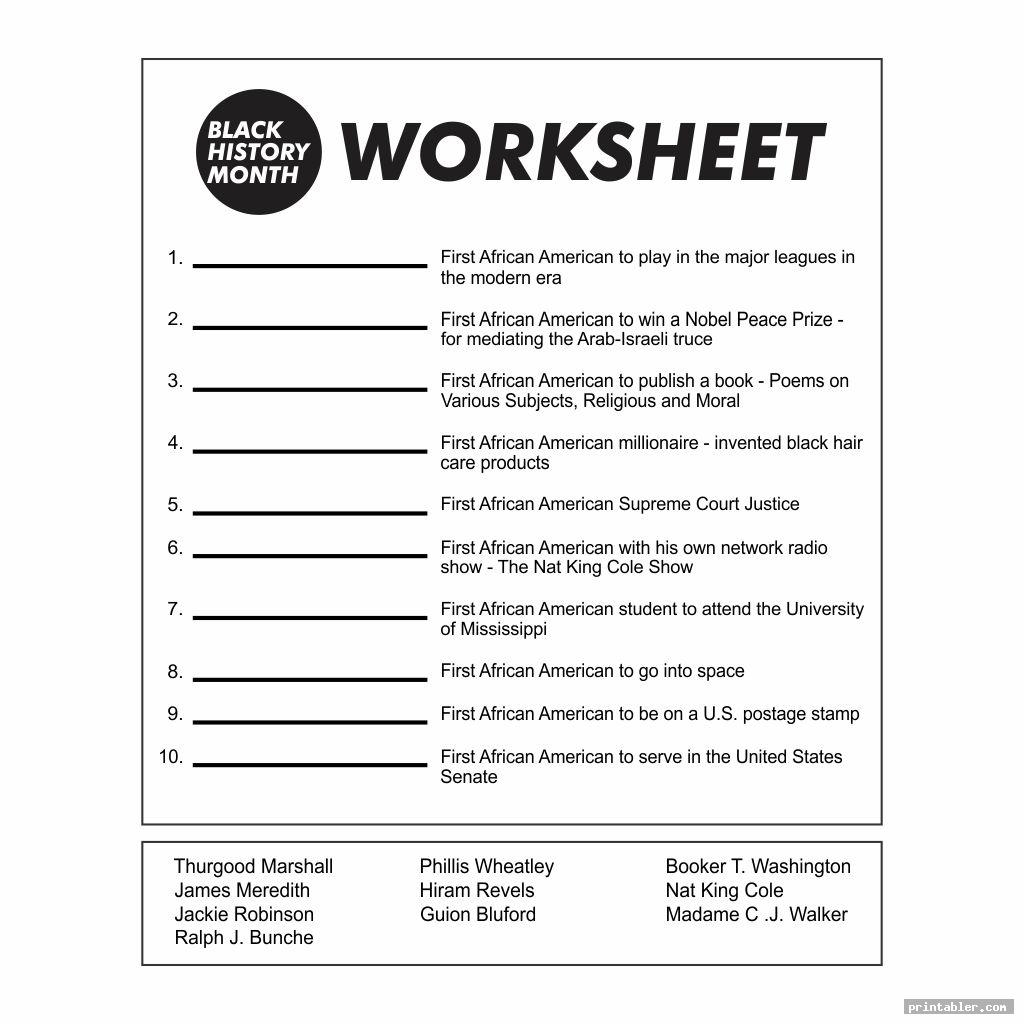 free printable black history month activities for elementary students pdf