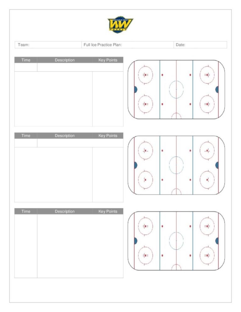 Blank Hockey Practice Plan Template 5 PROFESSIONAL TEMPLATES