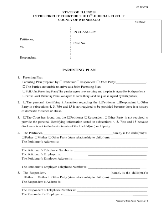 parenting plan template illinois