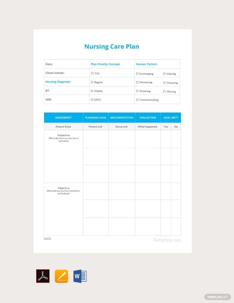 Blank Printable Care Plan Template Printables Template Free
