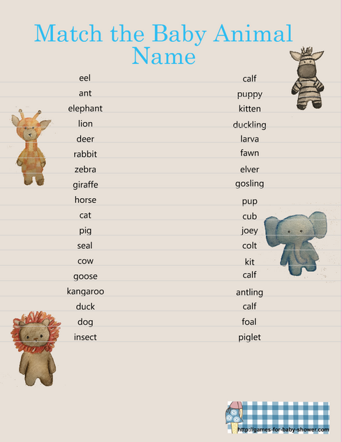 free mom and baby animal printable game