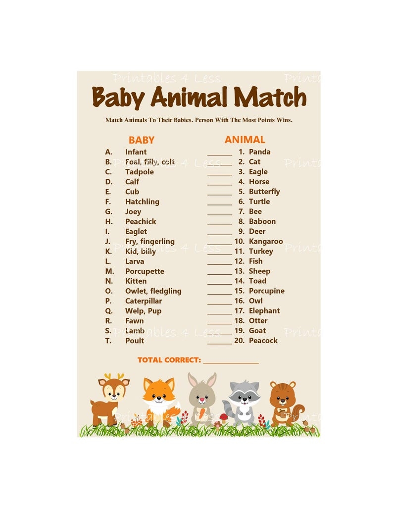 Blue Baby Animal Match Game Printable Pbfrosd