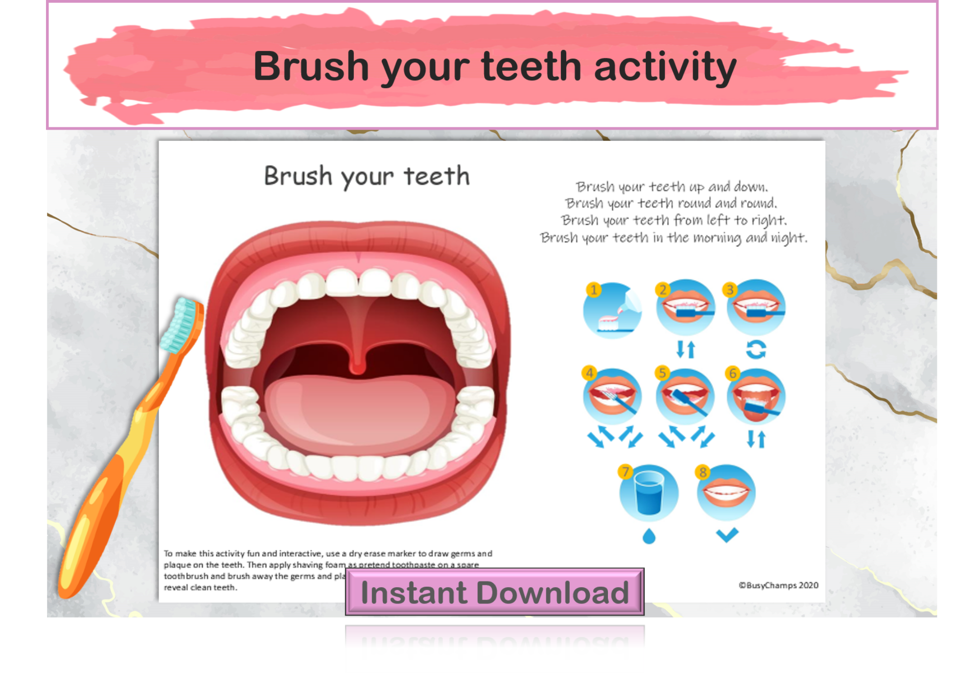 Brush Your Teeth Printable Activity Preschool Busy Book Page Life