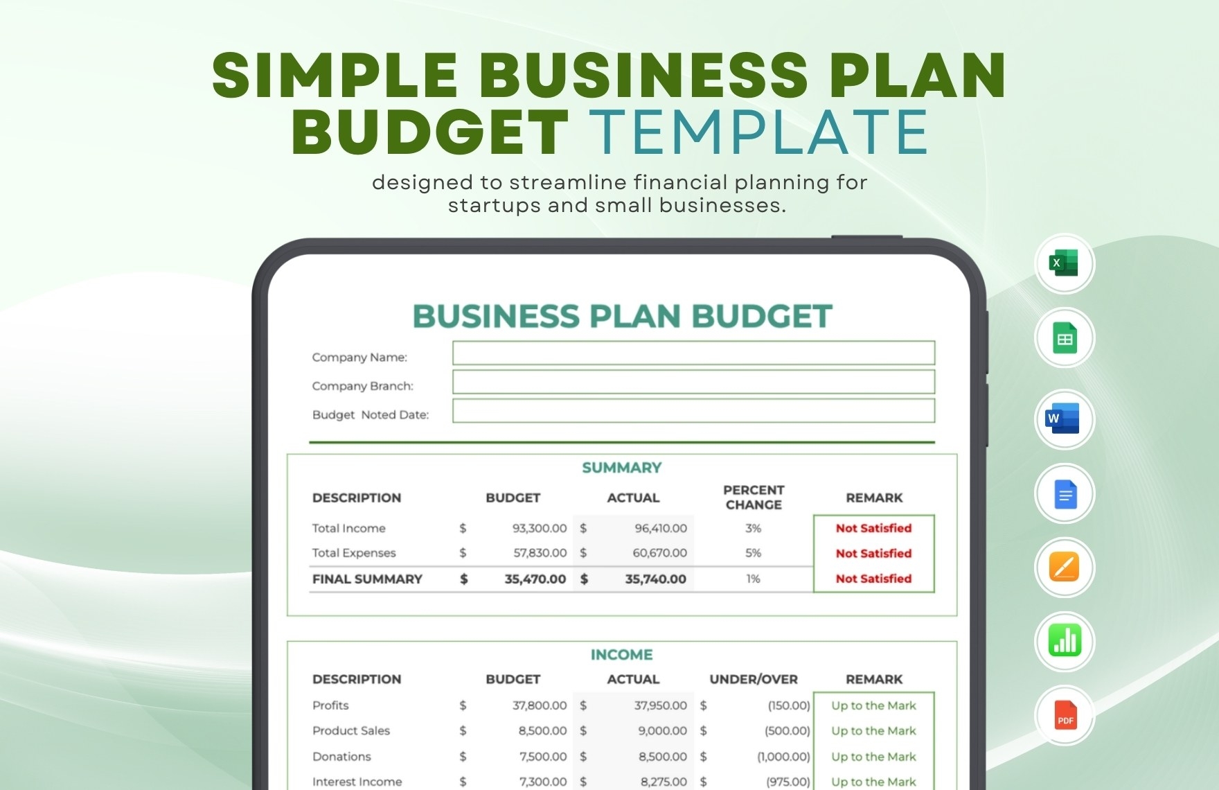 Budget Plan Templates In Apple Number Imac FREE Download Template