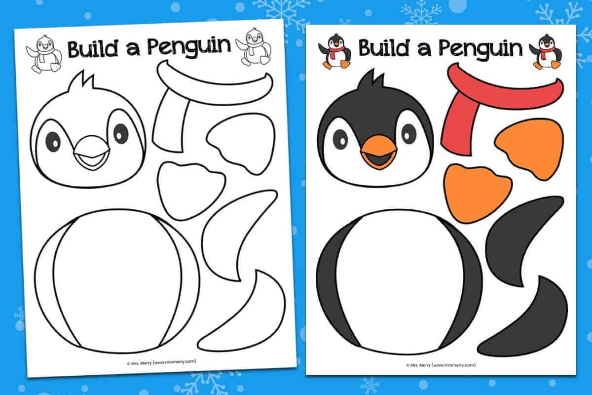 Build A Penguin Free Printable Kids Craft Mrs Merry Printable 