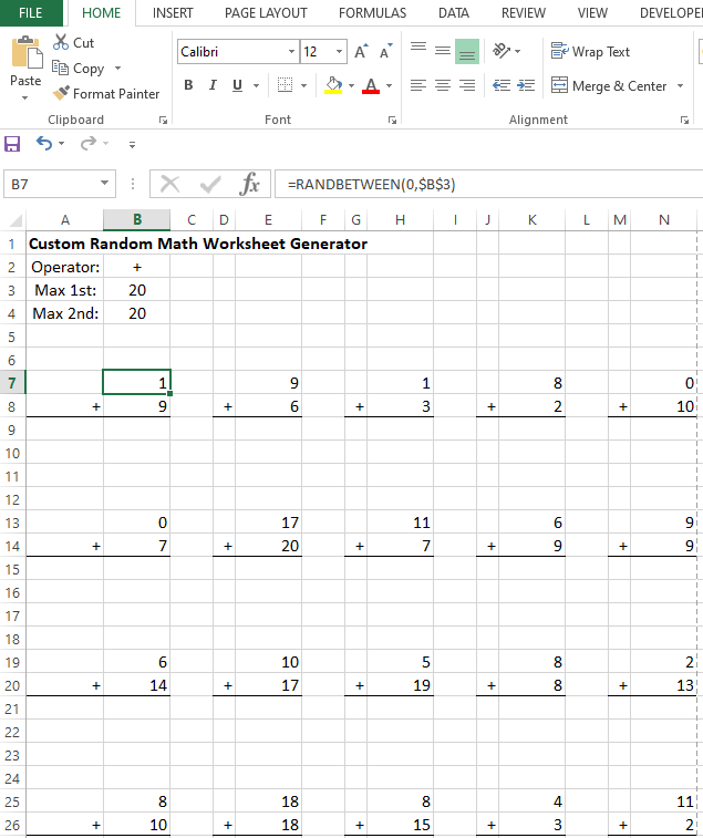 Build A Printable Math Worksheet Generator Spreadsheet Worksheets 