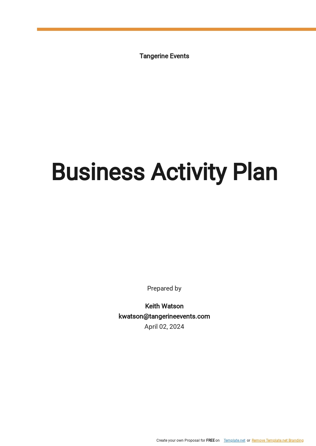 Business Activity Plan Template Google Docs Word Apple Pages PDF 