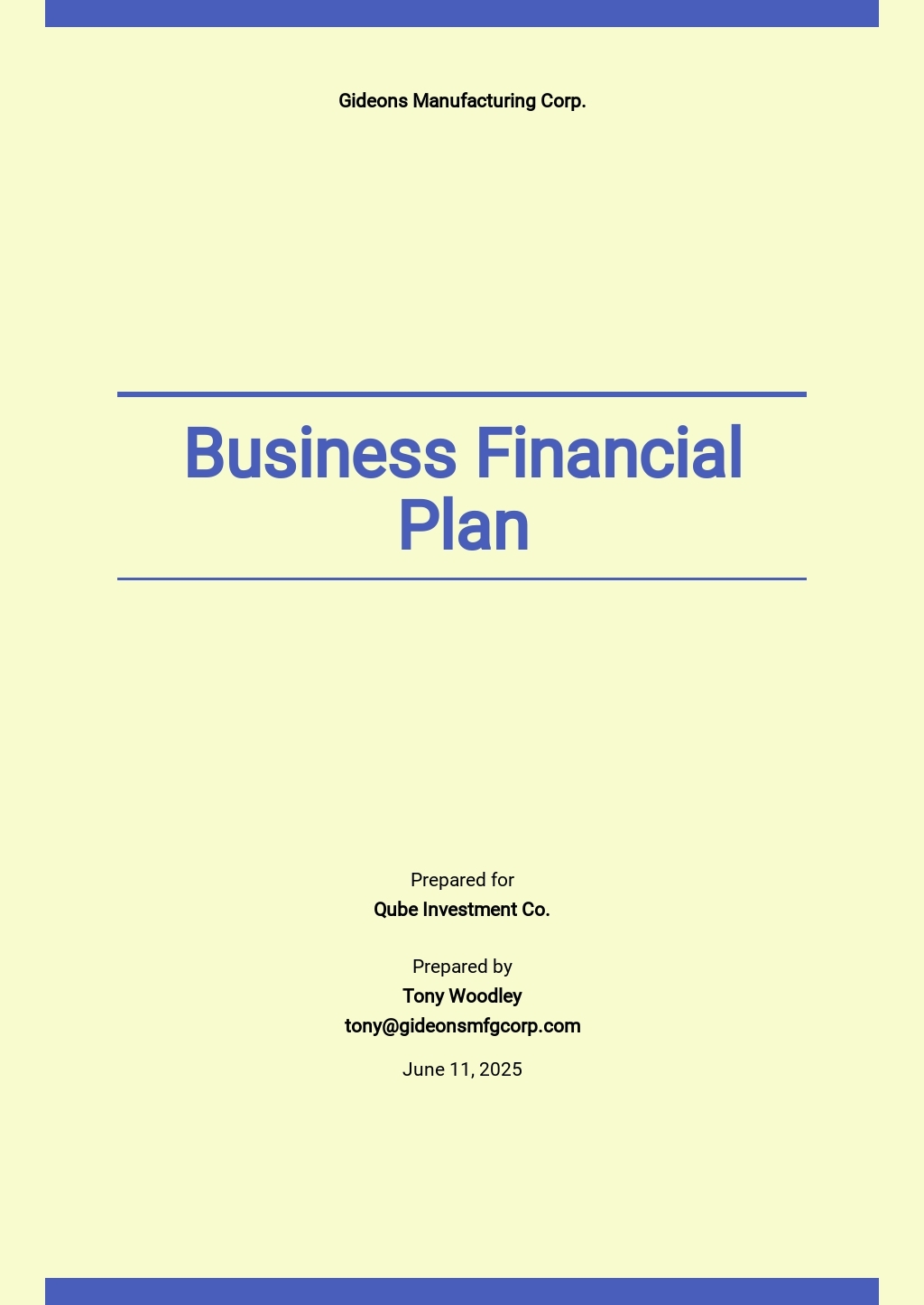 business financial plan template
