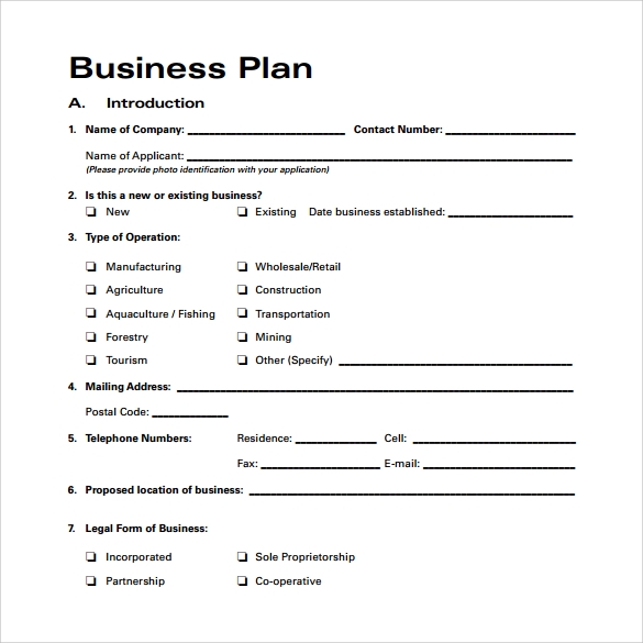Business Plan Questionnaire Template Professional Business Template