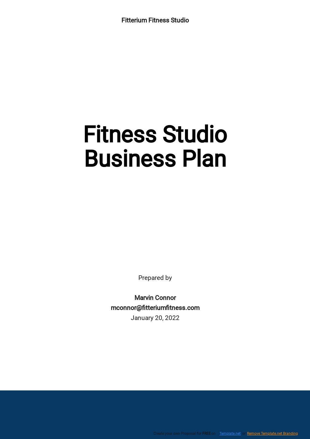 Business Plan Template For Fitness Studio