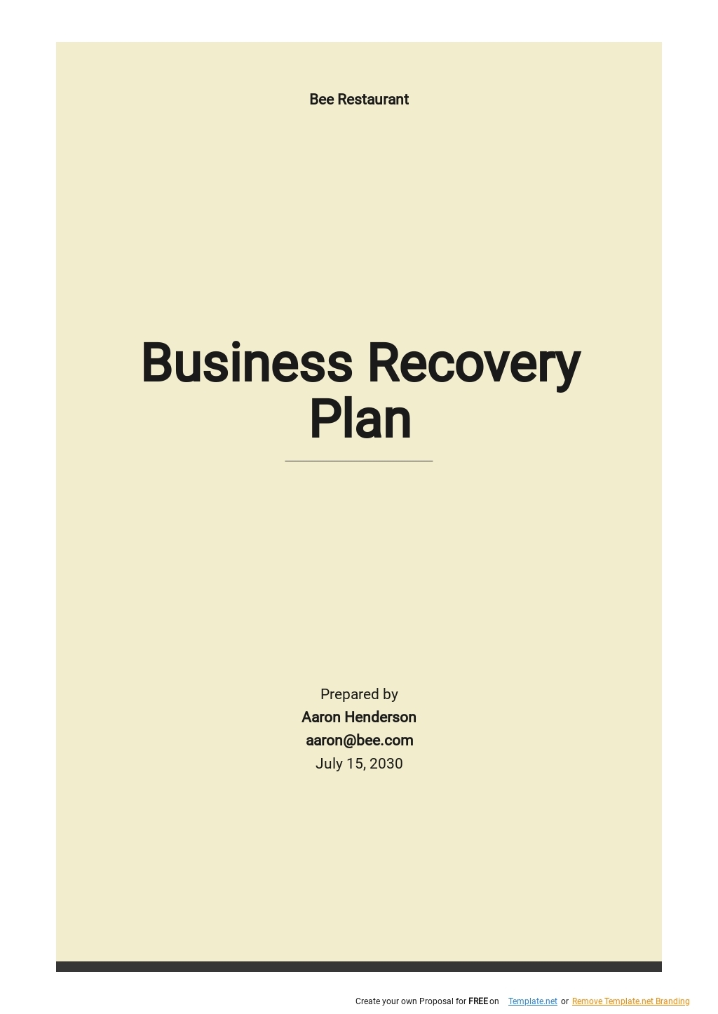 recovery plan template