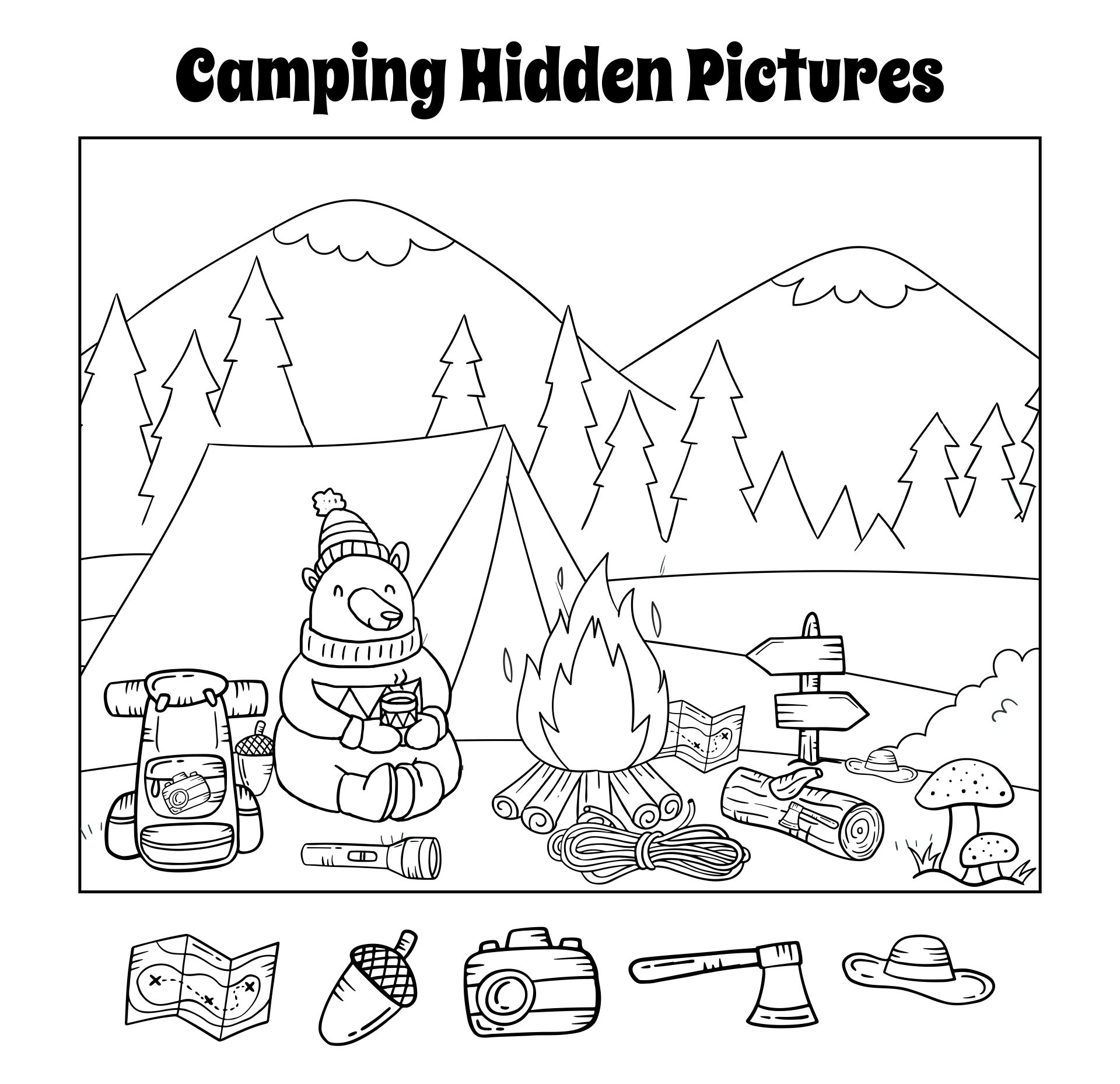 Camping Hidden Pictures 10 Free PDF Printables Printablee