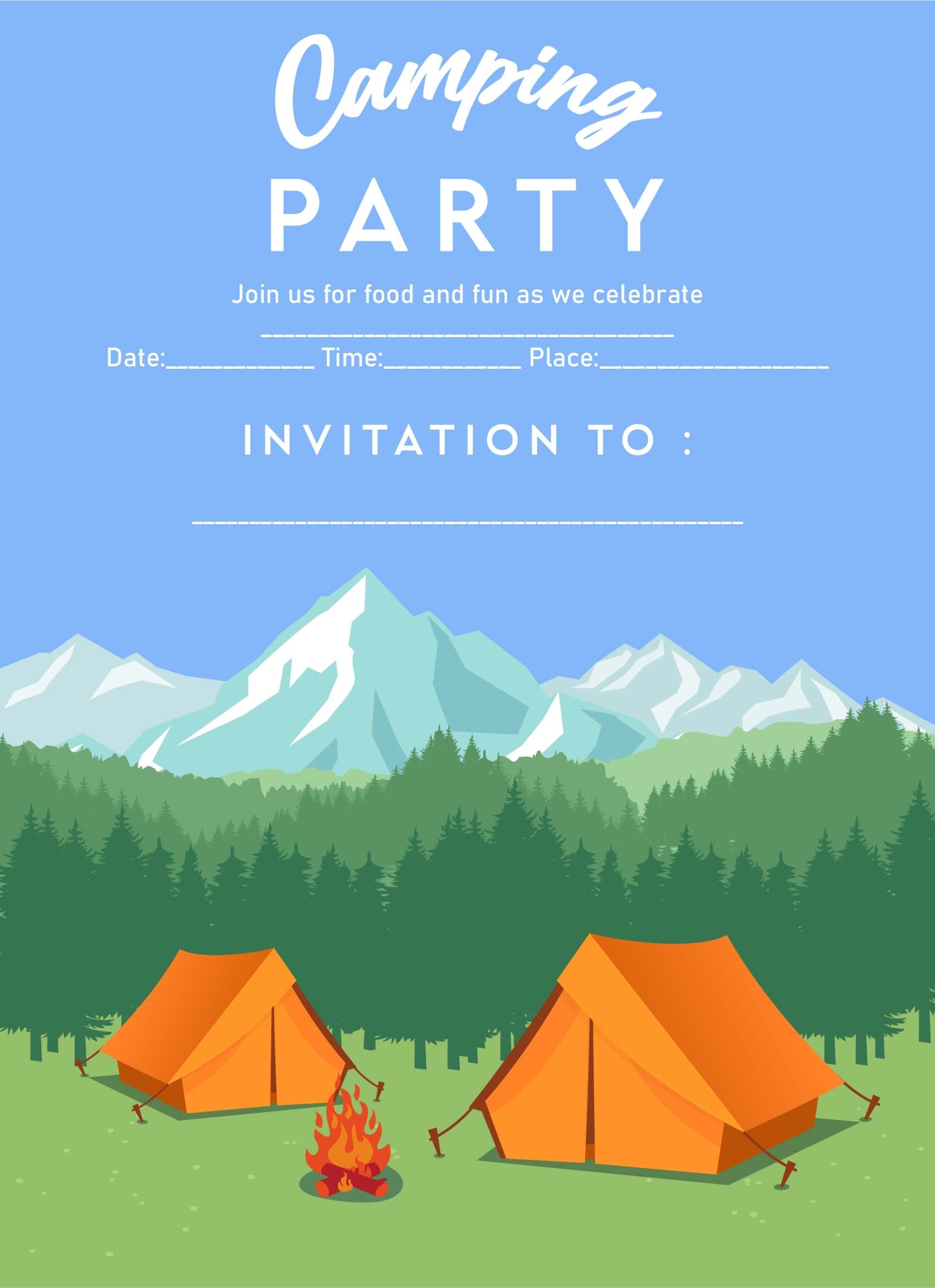 Camping Party Invitations Free 10 Free PDF Printables Printablee