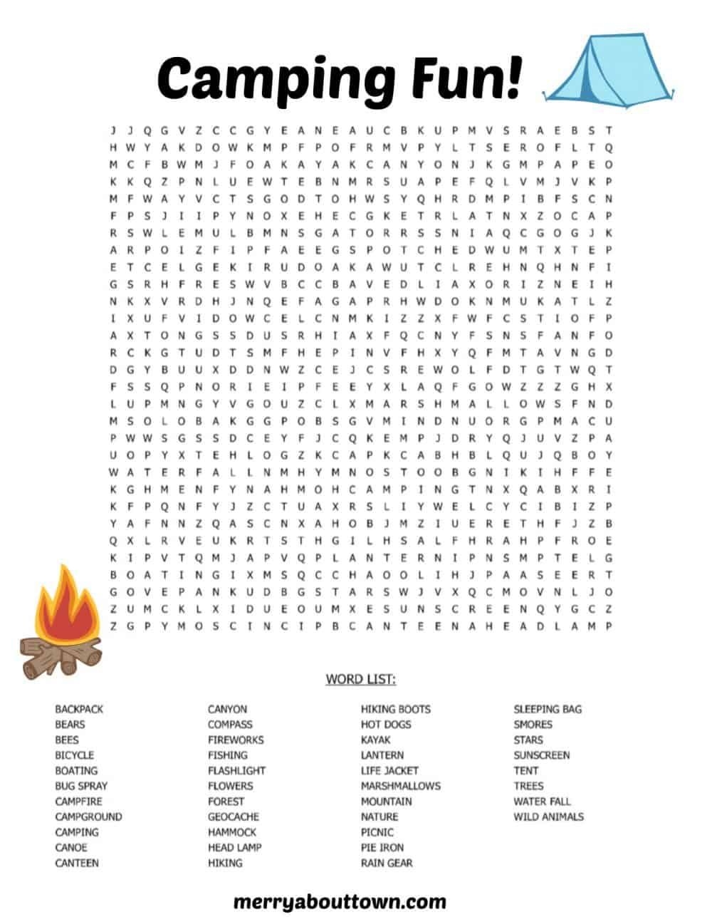 Camping Printable Activities Printable Sight Words List