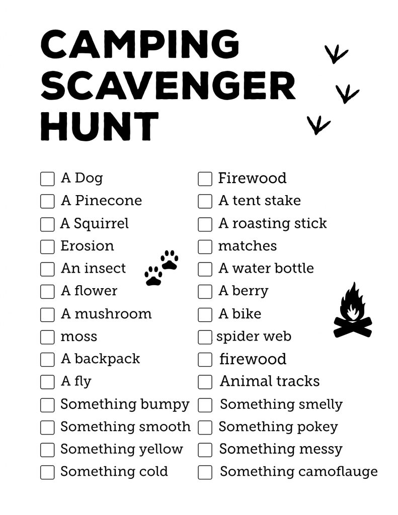 Camping Scavenger Hunt Printable Paper Trail Design