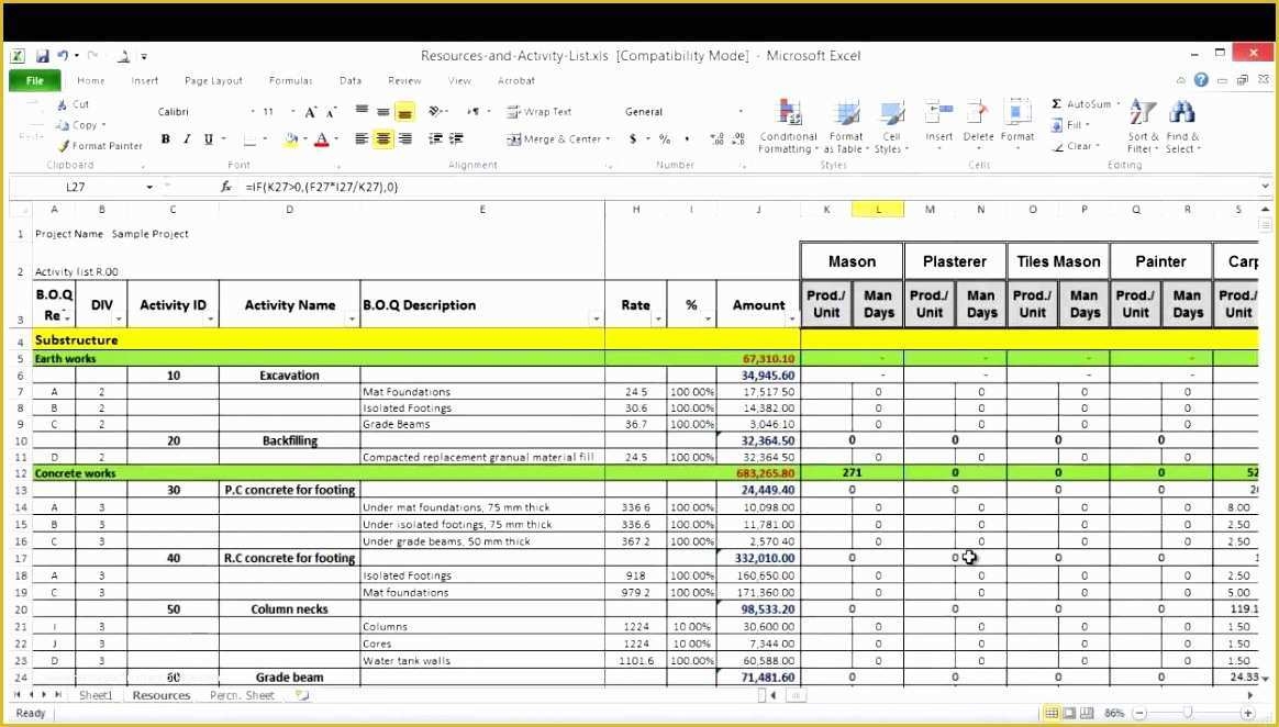 capacity planning excel template