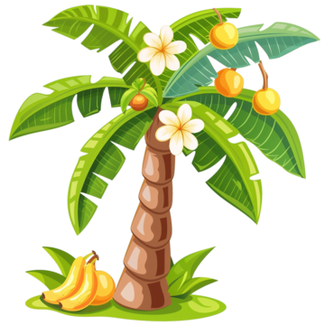 picture of a tree with fruits and flowers