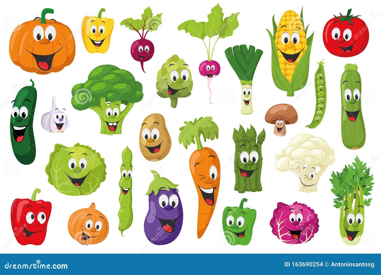cartoon pictures of vegetables and fruits