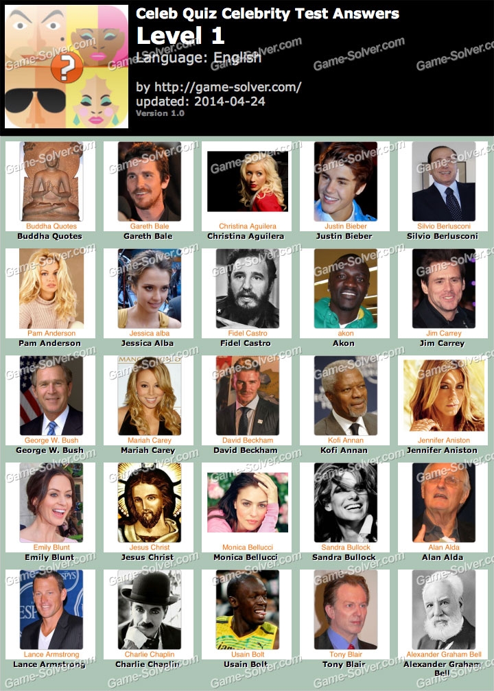 Celeb Quiz Celebrity Test Answers Game Solver