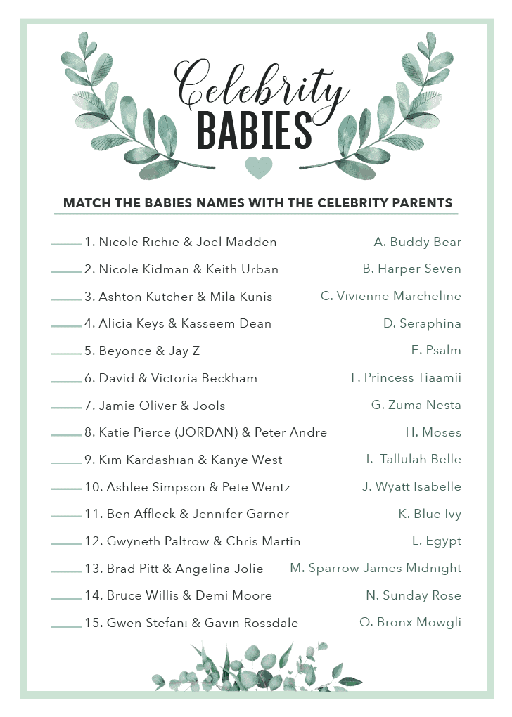 free printable baby shower celebrity name game