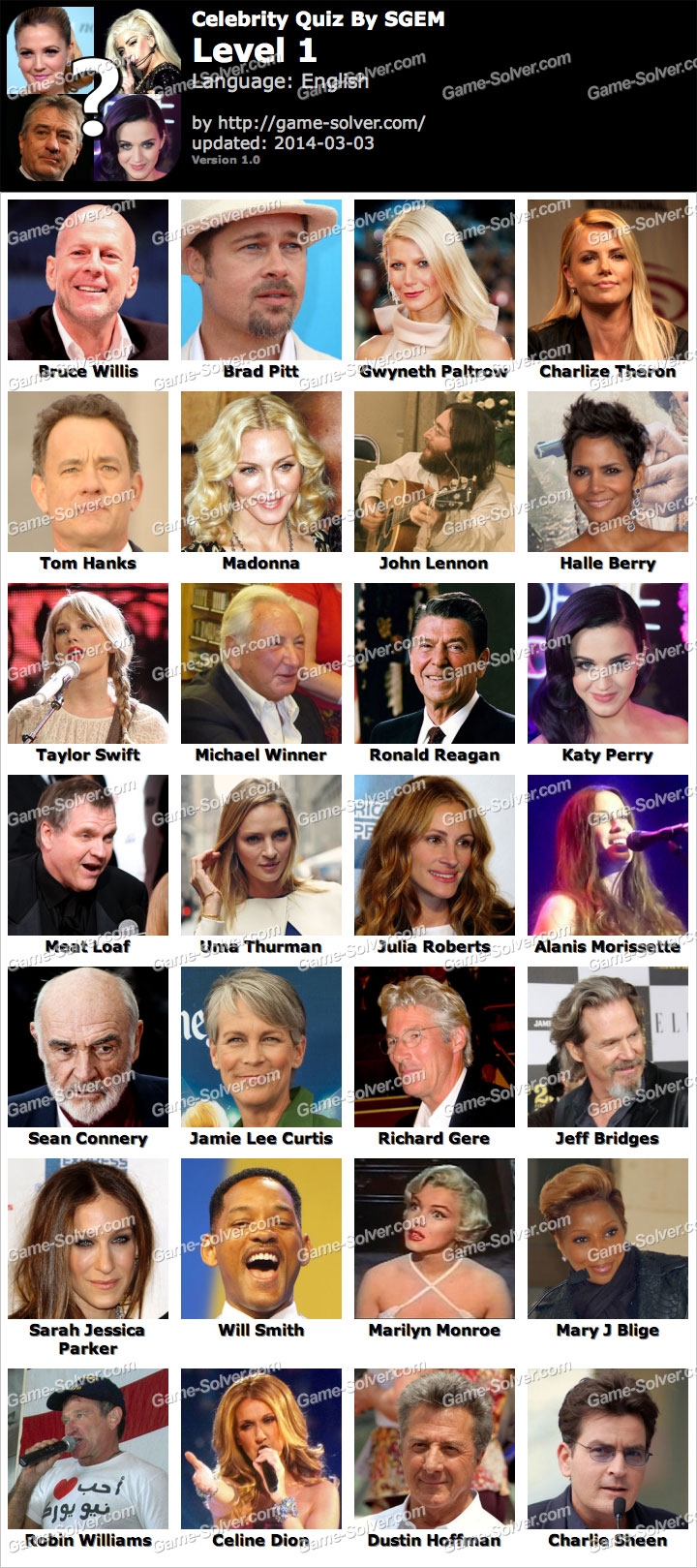 Celebrity Quiz By SGEM Answers Game Solver