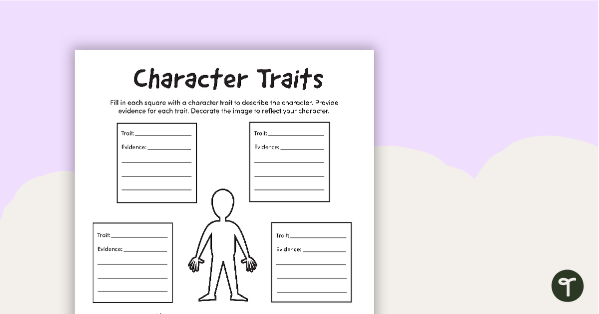 character traits with pictures printable