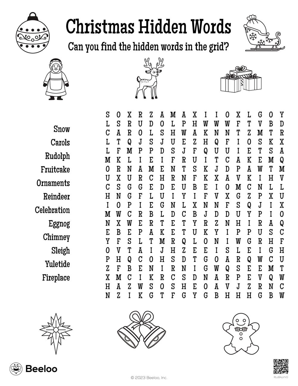 Christmas Hidden Words Beeloo Printable Crafts And Activities 