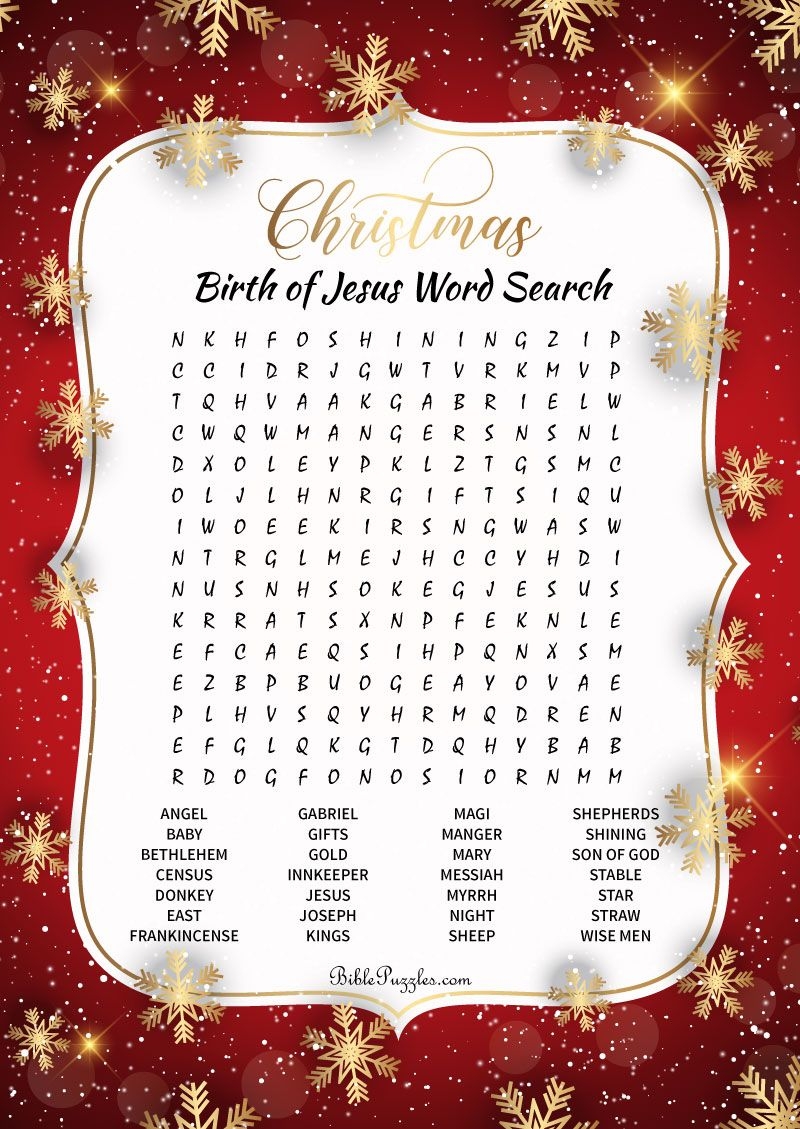 Christmas Word Search Puzzle Birth Of Jesus Wordsearch Christmas