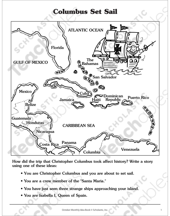 Christopher Columbus Set Sail Printable Skills Sheets Worksheets 