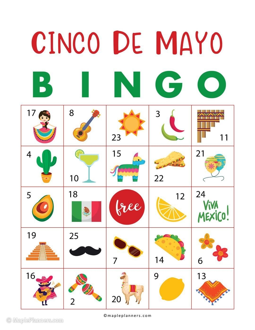 Cinco De Mayo Bingo Free Printable Fun Activities For Kids Cinco De