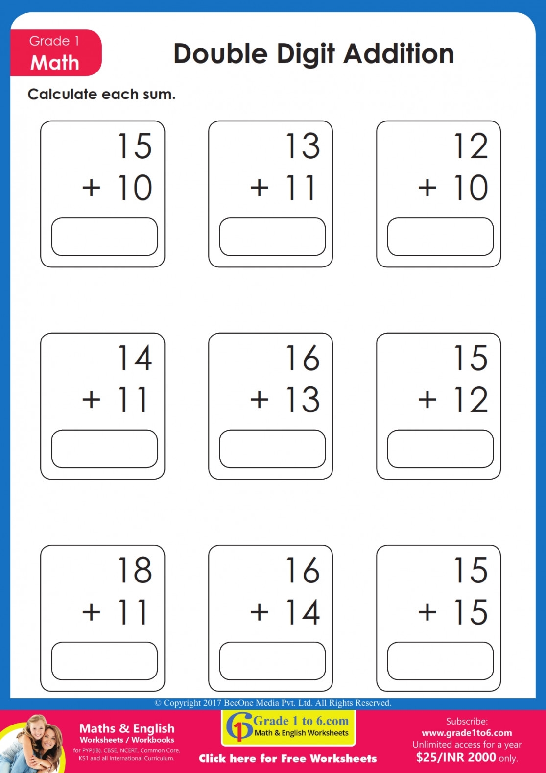 maths worksheet for class 1 pdf