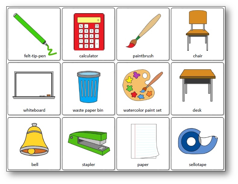 Classroom Objects Memory Game Free Printable Speak And Play English