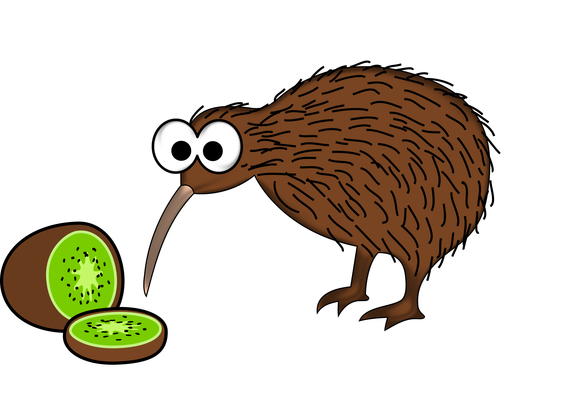 Clipart Cartoon Kiwi Bird With Kiwi Fruit