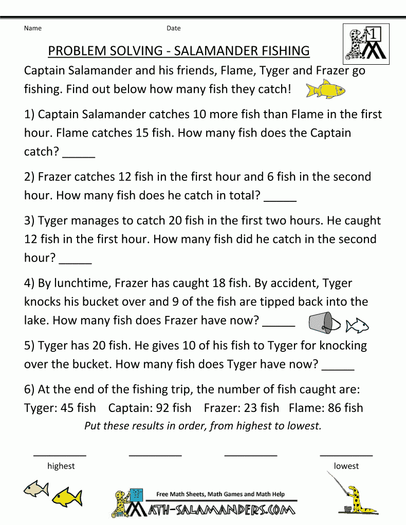 Collection Of Free Elementary Math Problem Solving Worksheets Free 