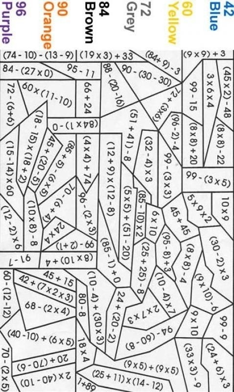 Color By Answer Math Worksheets Worksheets Master