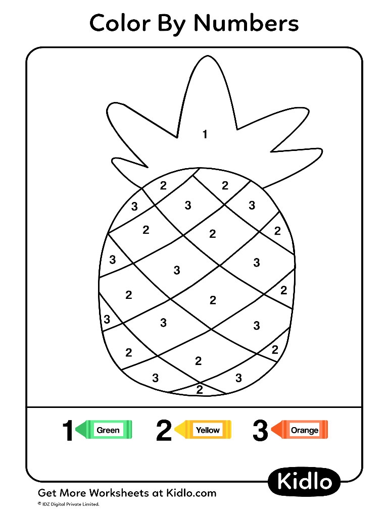 Color By Numbers Fruits Worksheet 12 Kidlo