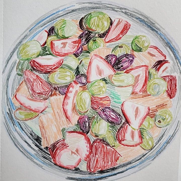 Colorful Fruit Salad Drawing
