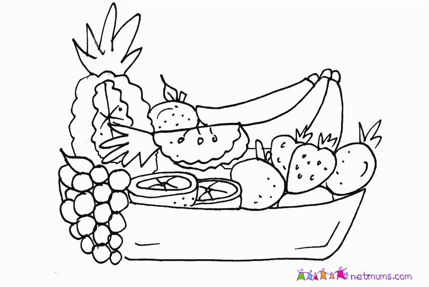 Coloring Pages Of A Bowl Of Fruit Coloring Home