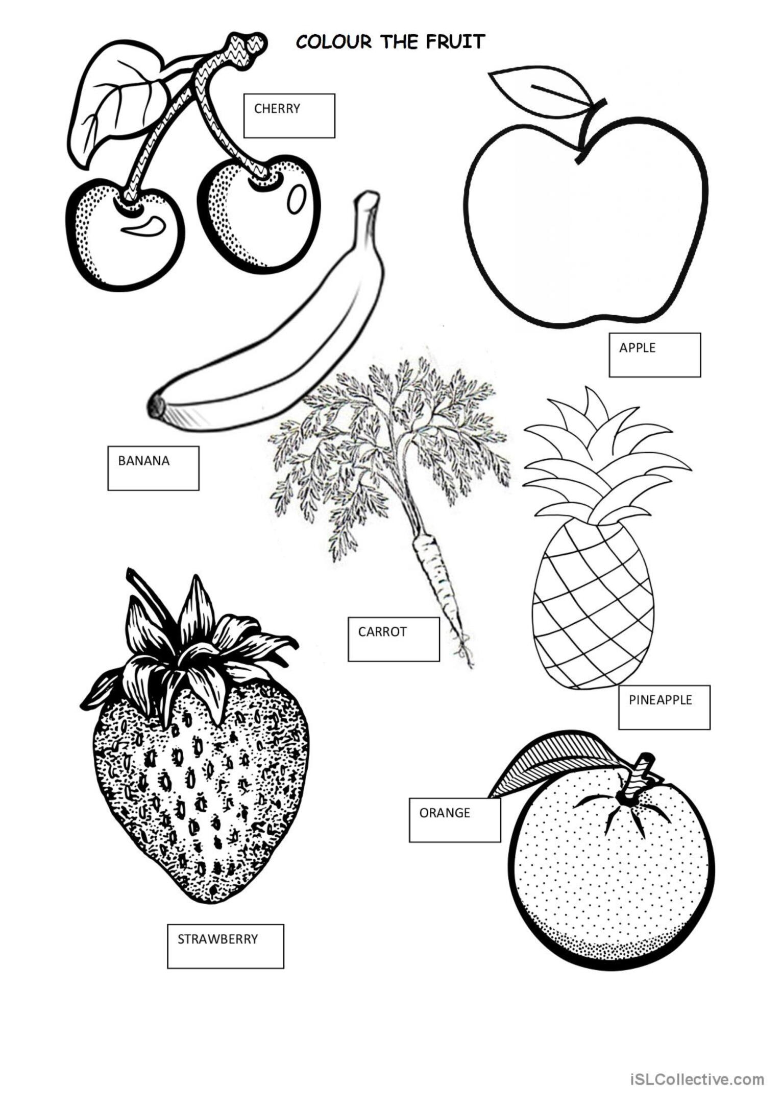 COLOUR THE FRUIT English ESL Worksheets Pdf Doc